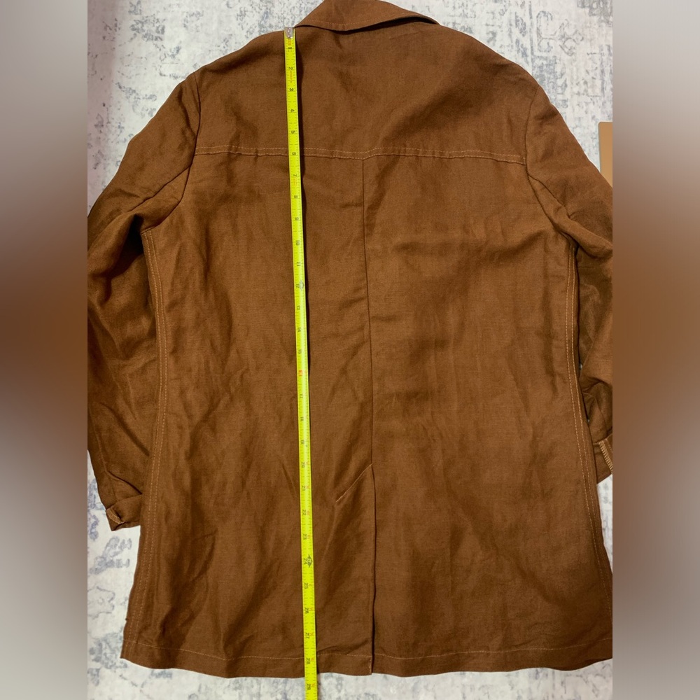 VTG 90s Benetton Linen Blend Utility Jacket - Brown, Size 38 IT (Small) - Picture 7 of 8